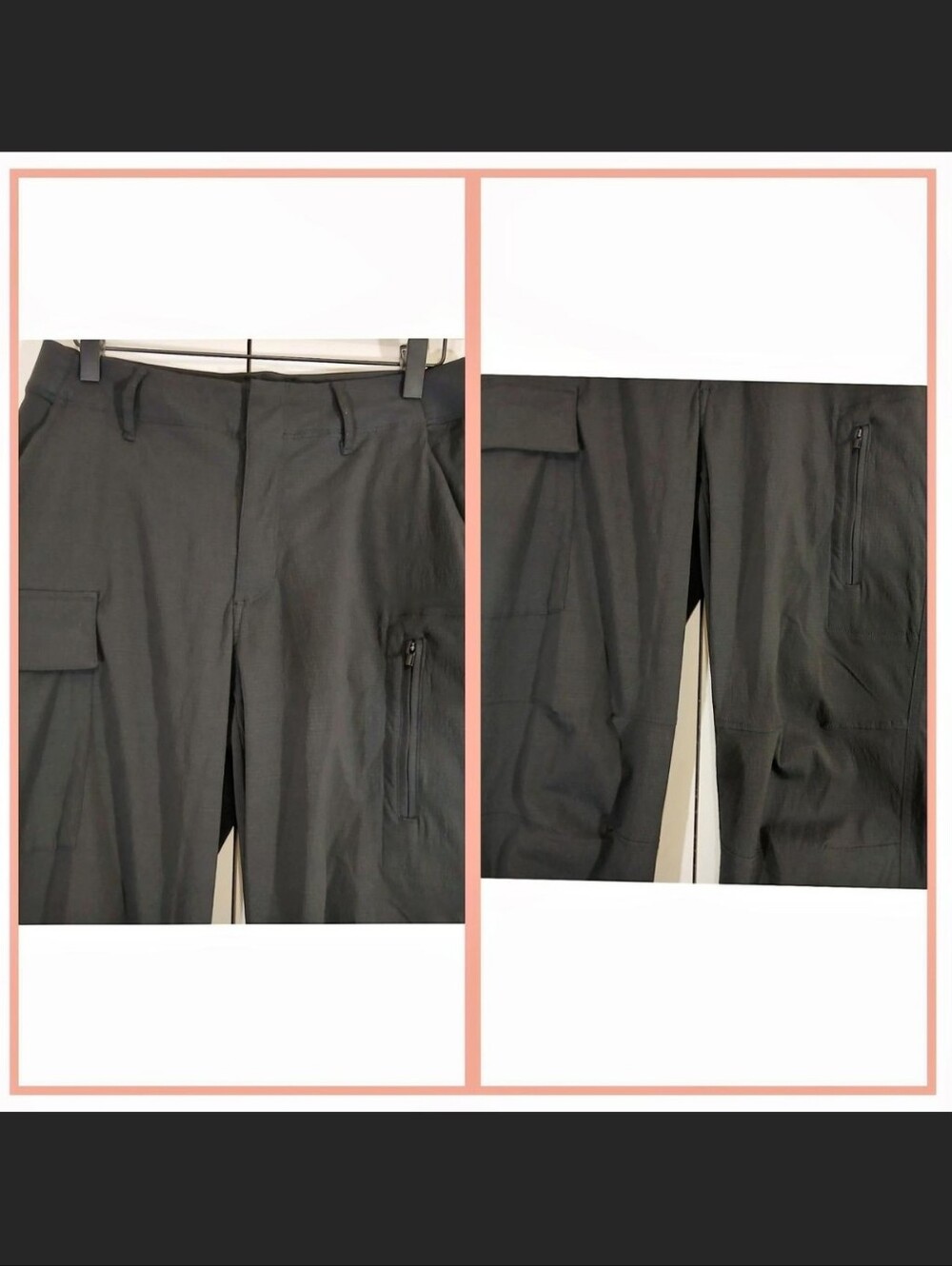 Athleta Hiking Cargo Straight Leg Pants Nylon Stretch All Weather Black Size 8